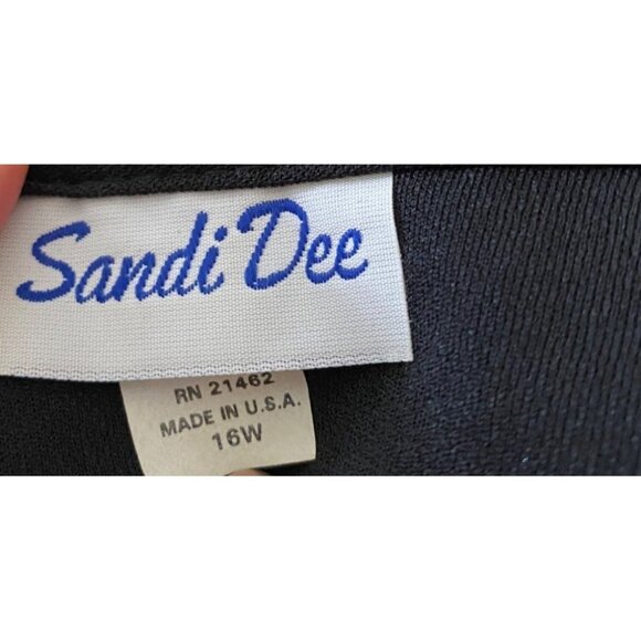 Sandi Dee Black Pleated Dress Tiered Ruffle Hem 3/4 Sleeves 16W - Picture 3 of 9